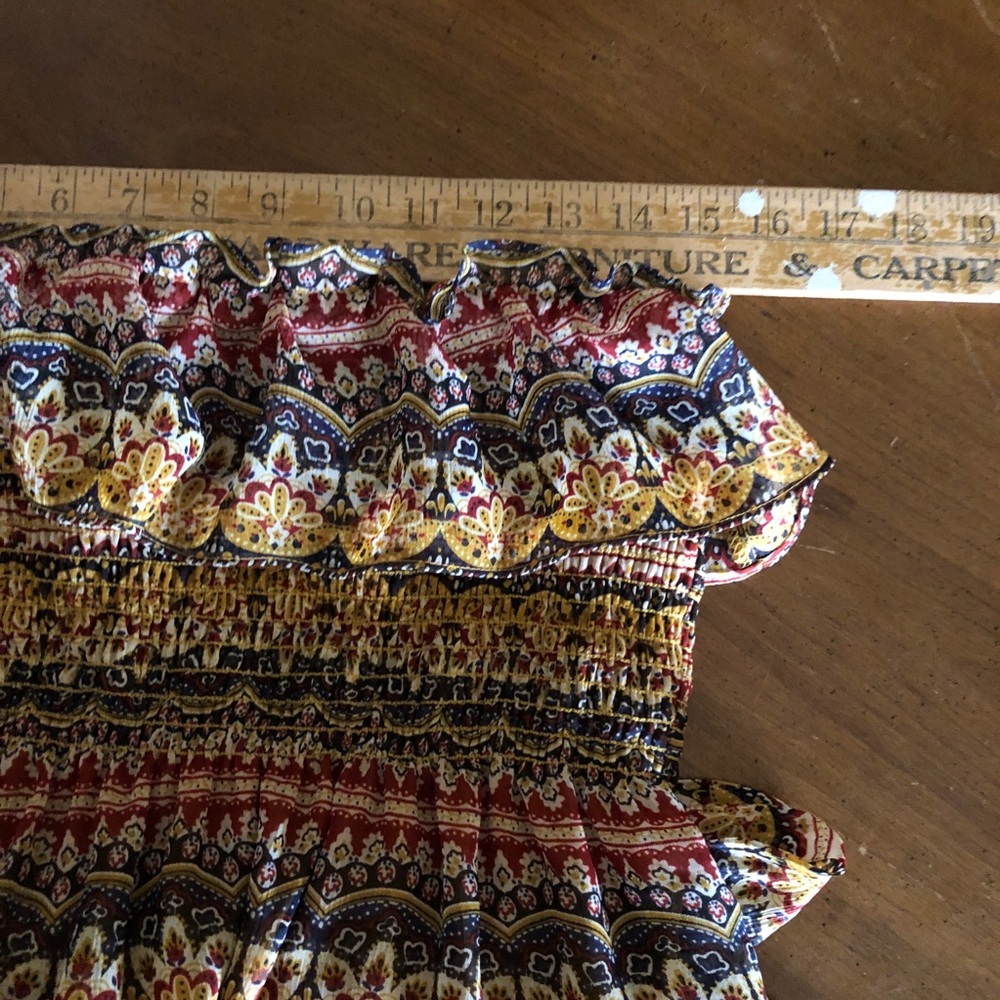 PREOWNED Belle Du Jour Multicolor Off-Shoulder Maxi Dress SZ L - Picture 6 of 6